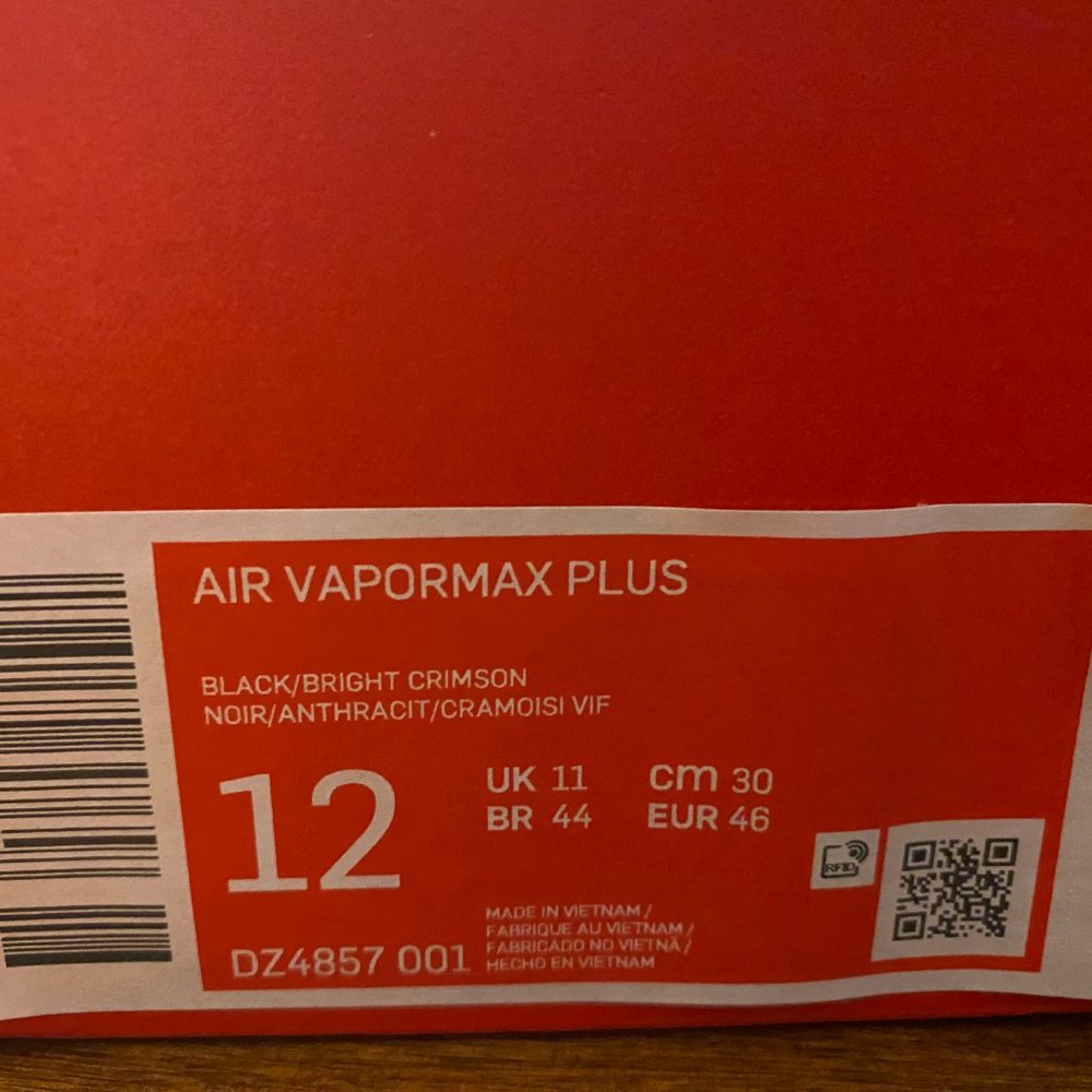 Nike Air VaporMax Plus Black Crimson Gradient Red Running Shoes DZ4857-001 Sz 12 - Picture 7 of 7